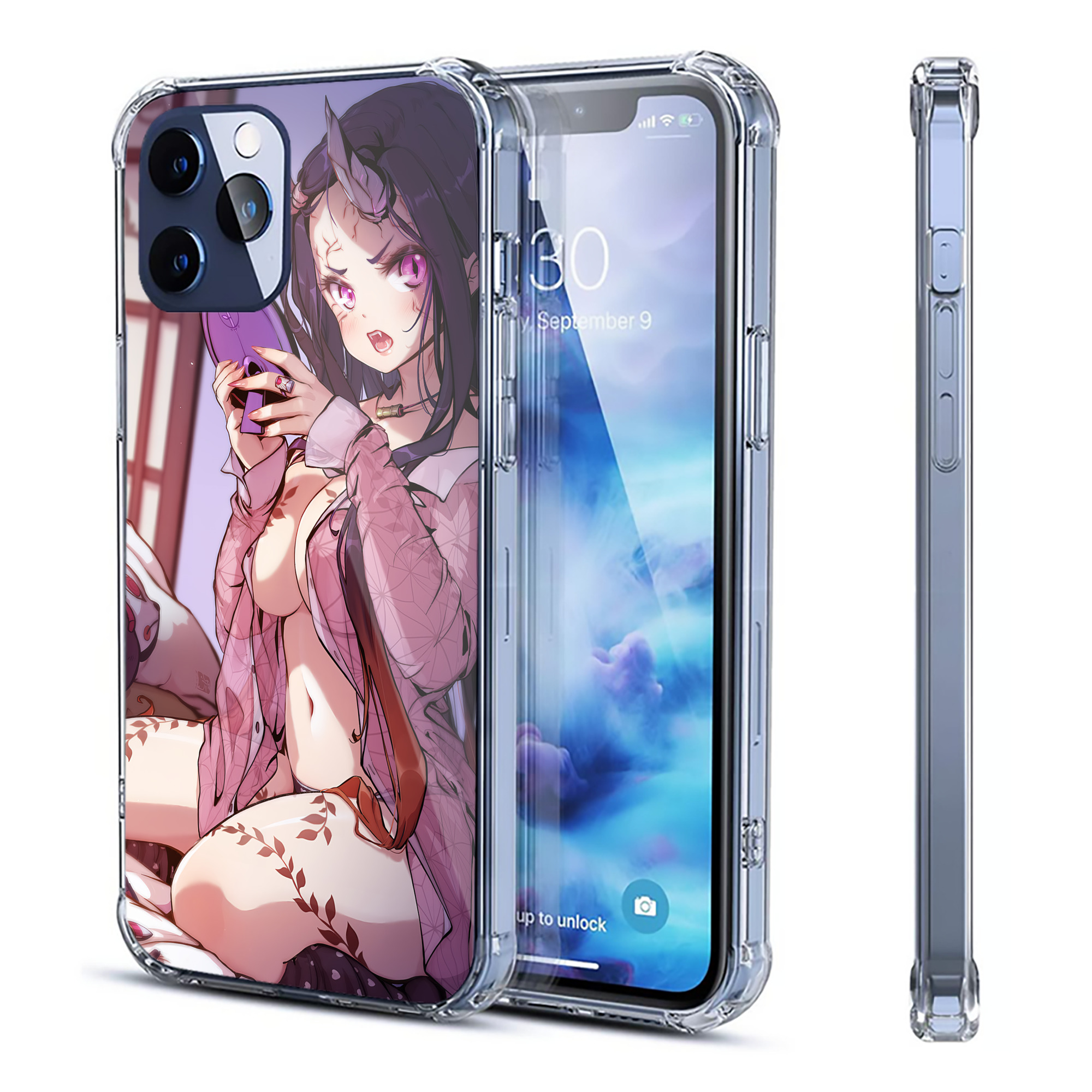 （画像用） 鬼滅の刃（きめつのやいば）竈門 禰󠄀豆子／かまど ねずこ Kamado Nezuko 【iPhone 12シリーズ対応】透明スマホケース（クリアソフトケース）